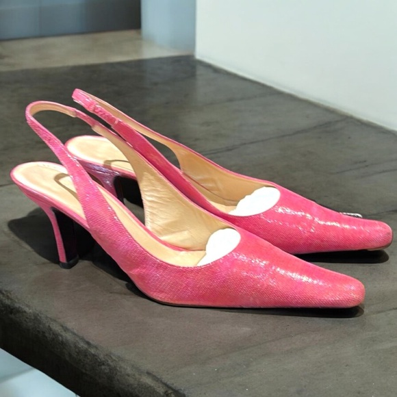 Paul Melian Made in Spain Women’s Cleo Fuchsia Leather Closed Toe Slingback Heel - Picture 12 of 16